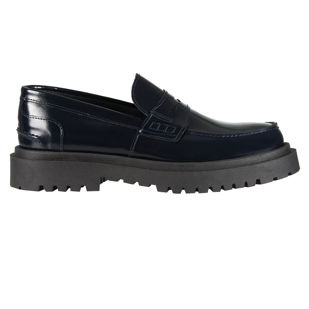 Mocassino Penny in pelle abrasivata blu