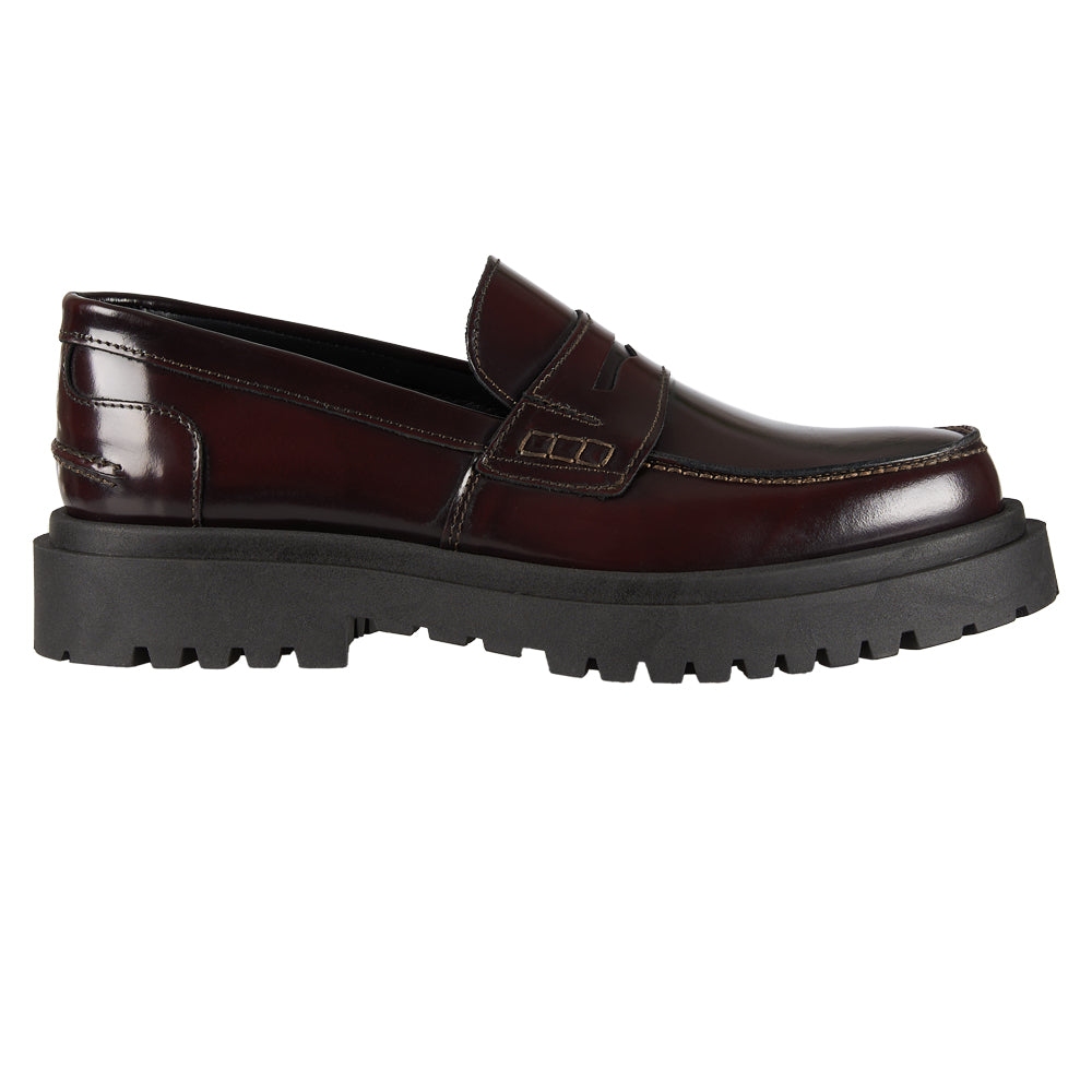 Mocassino Penny in pelle abrasivata bordeaux