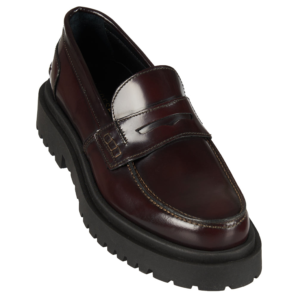 Mocassino Penny in pelle abrasivata bordeaux