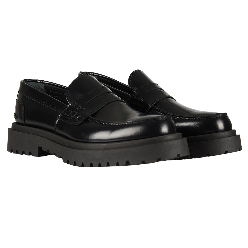 Mocassino Penny in pelle abrasivata nera