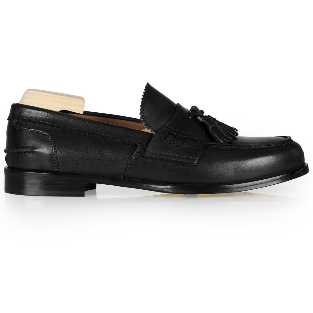 Mocassino tassel in pelle nera