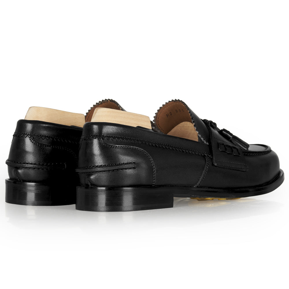 Mocassino tassel in pelle nera