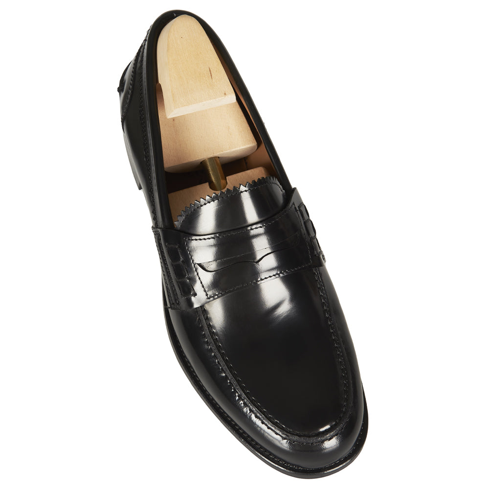 Mocassino Penny in pelle nera abrasivata