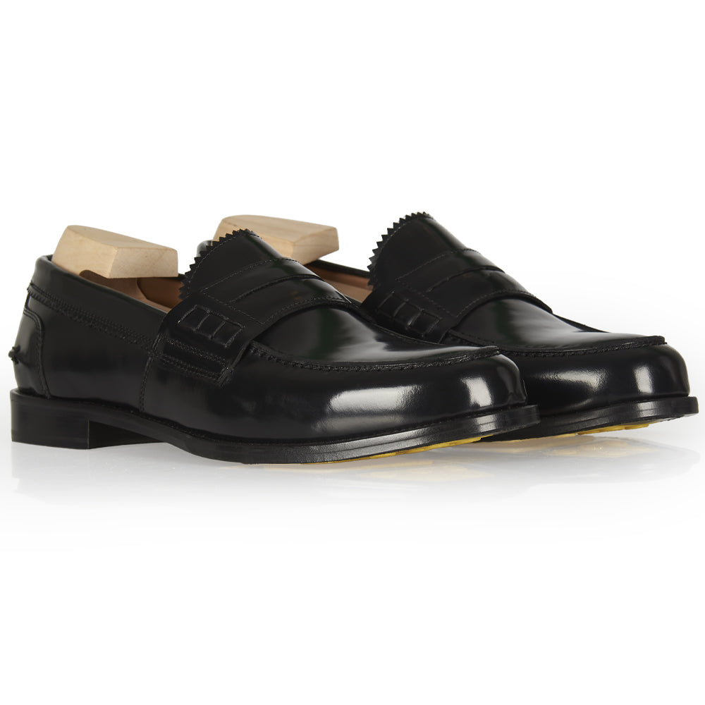 Mocassino Penny in pelle nera abrasivata