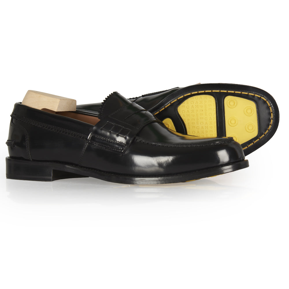Mocassino Penny in pelle nera abrasivata