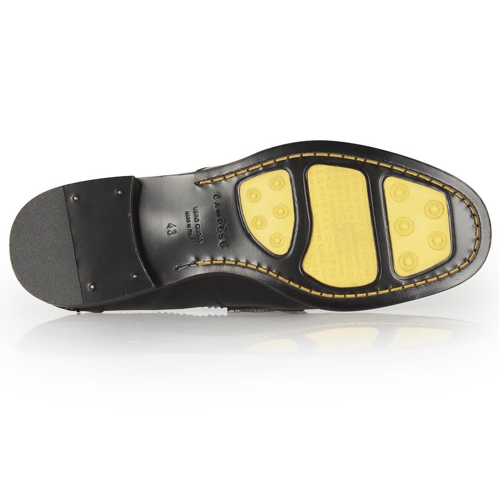 Mocassino Penny in pelle nera abrasivata