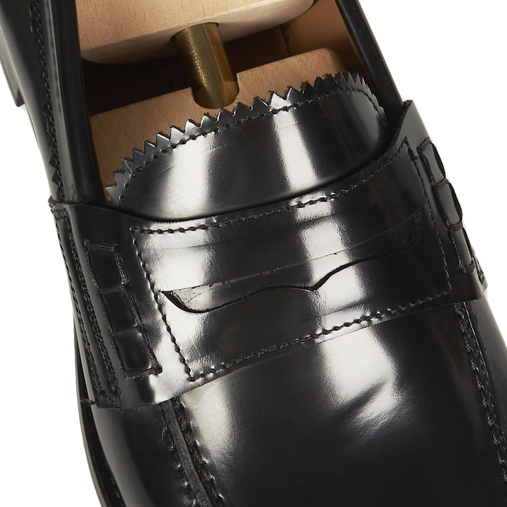 Mocassino Penny in pelle nera abrasivata