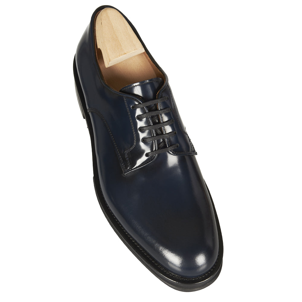 Stringate in pelle blu abrasivata