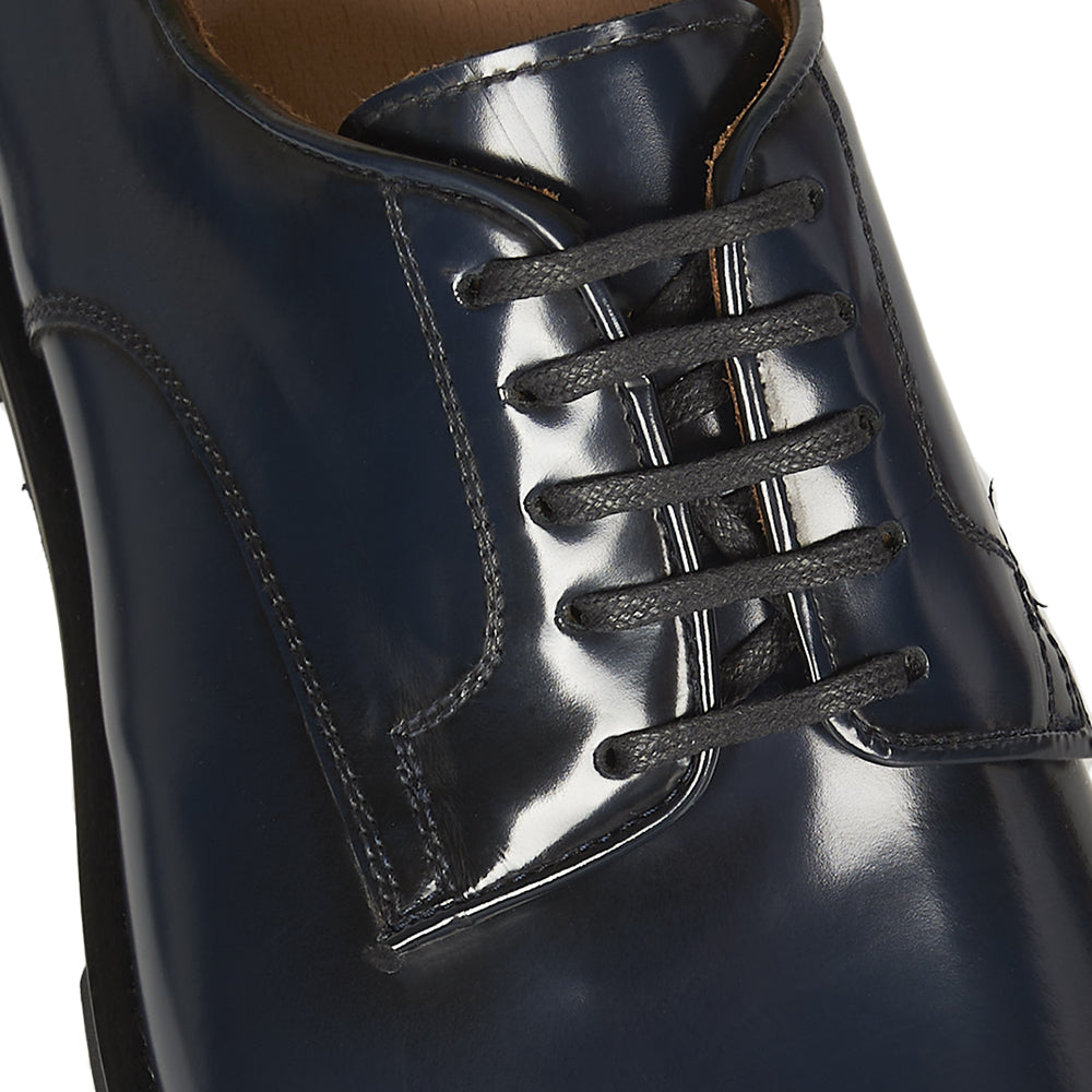 Stringate in pelle blu abrasivata
