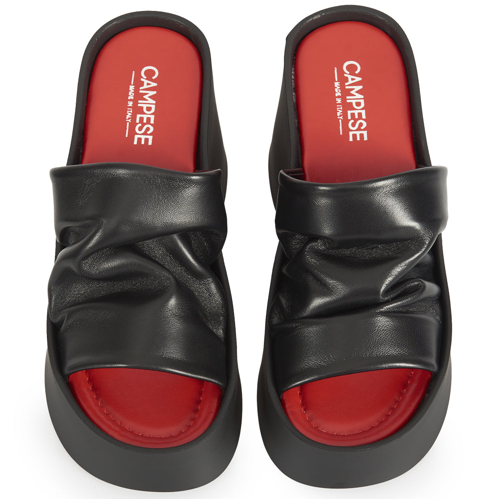 Sabot compensé noir froncé