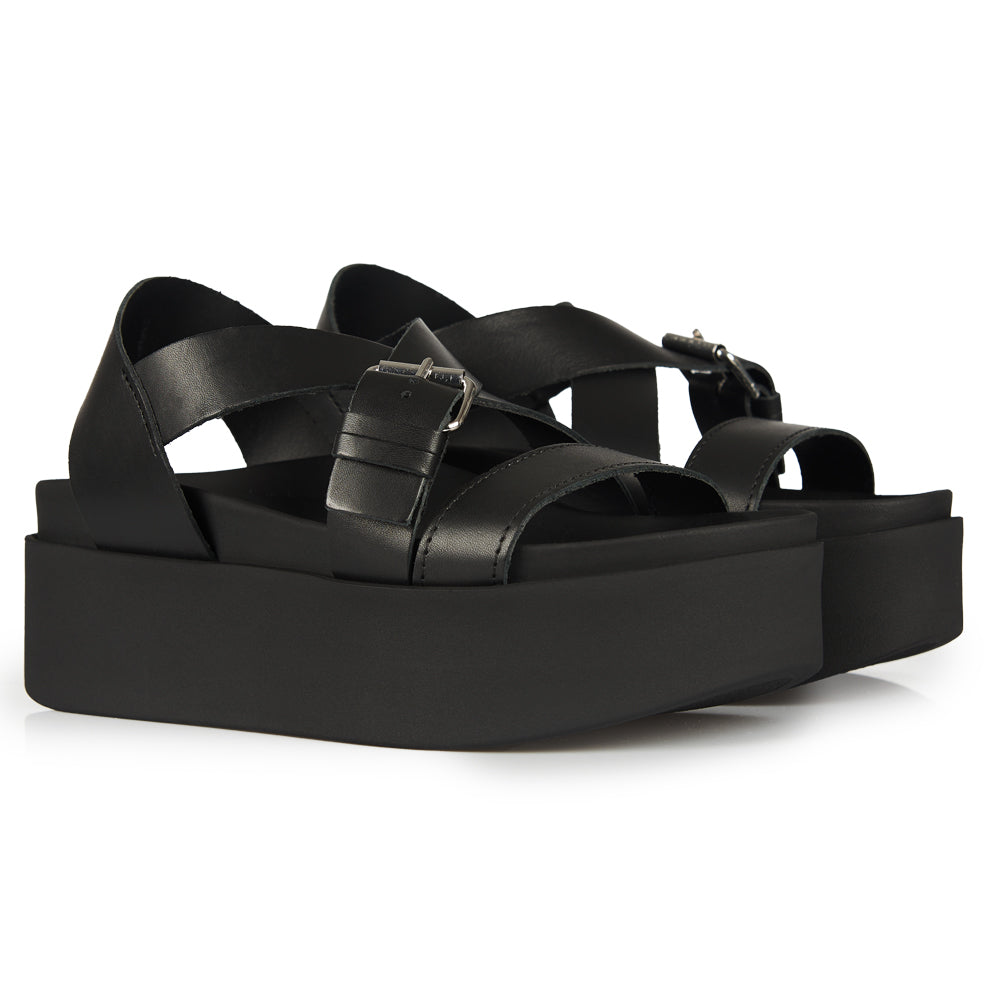 Sandali con zeppa nero