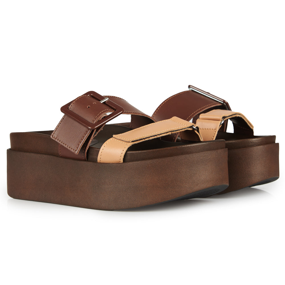 Sandali con zeppa Doppia fascia colore