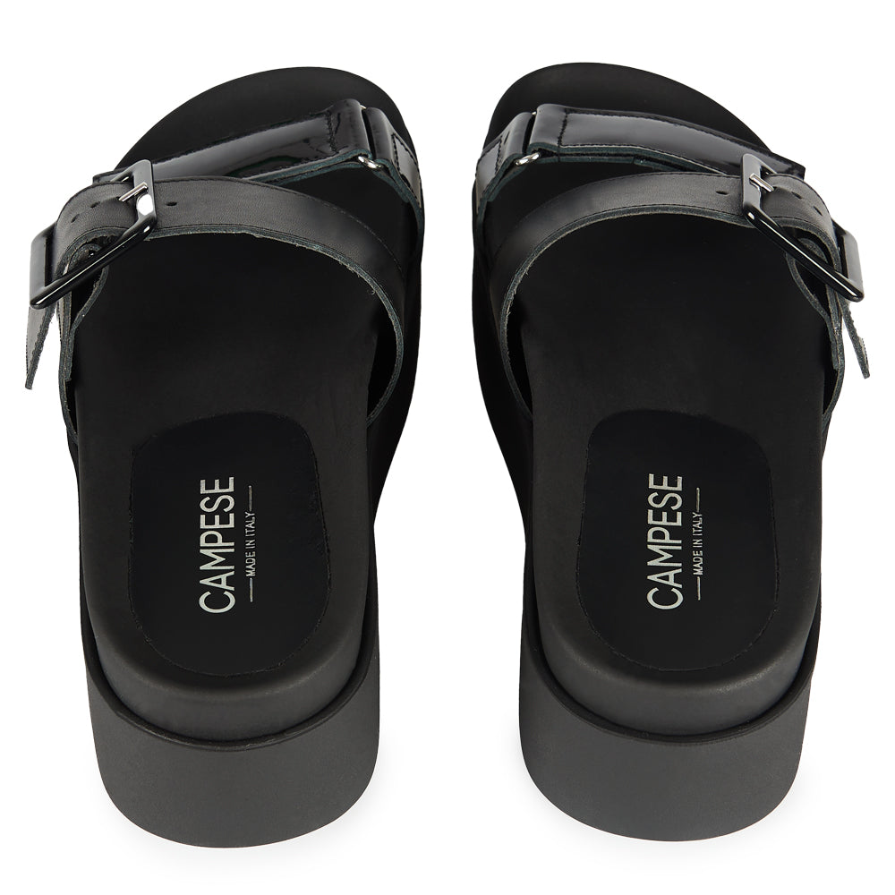 Sandali con zeppa doppia fascia nera