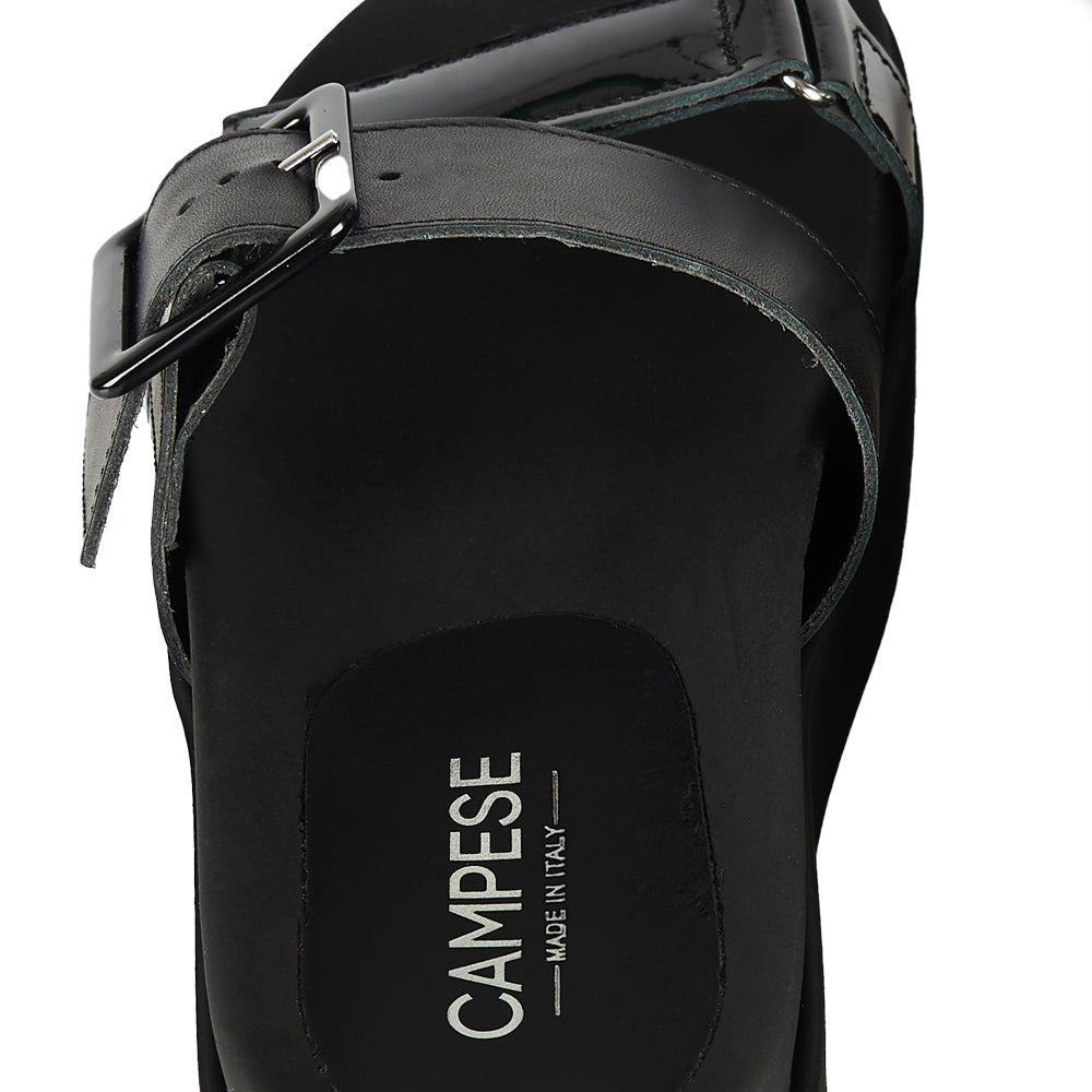 Sandali con zeppa doppia fascia nera