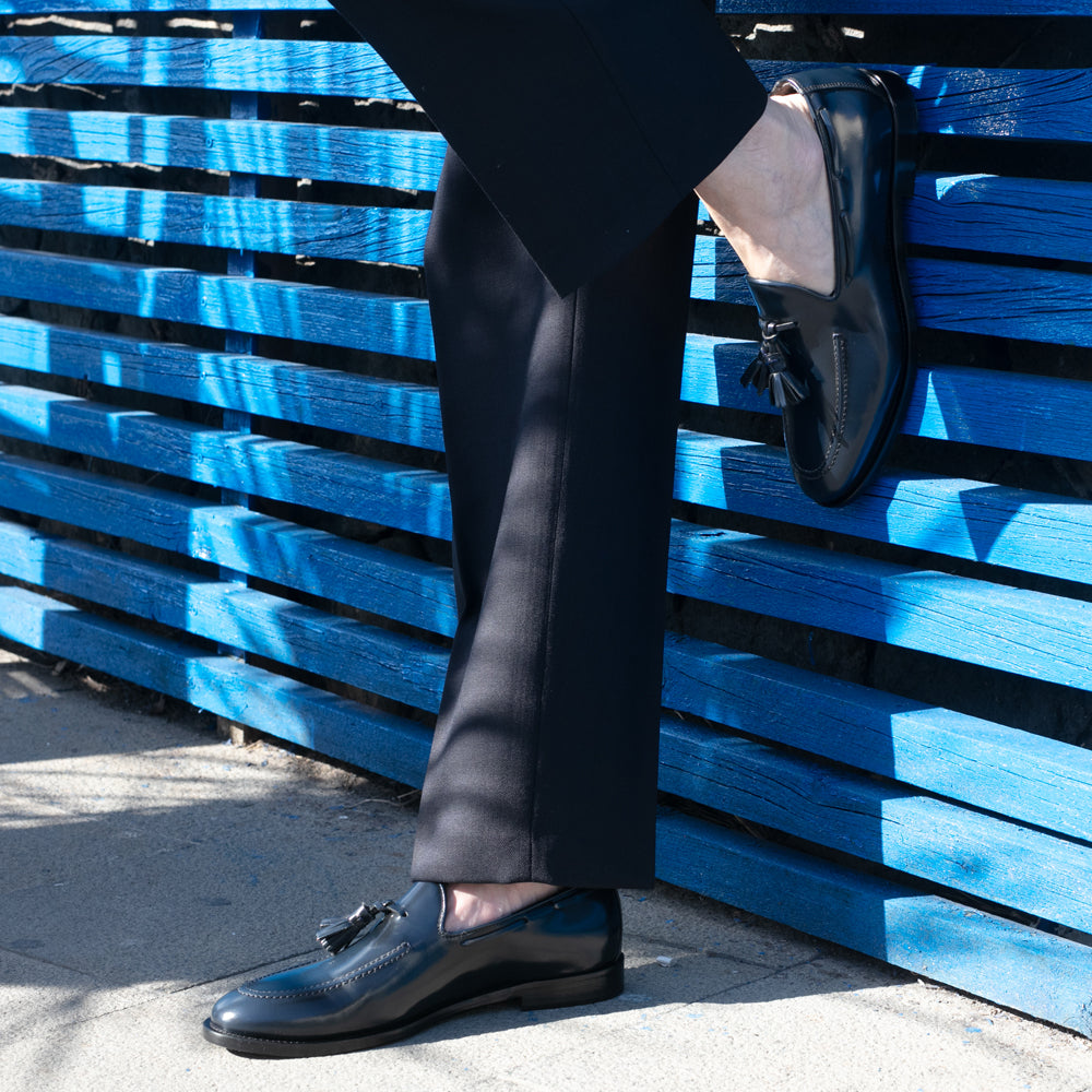 Mocassino tassel - pelle abrasivata blu