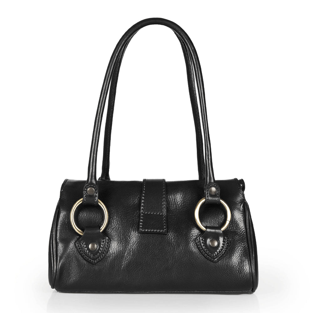 Borsa a mano in pelle nera