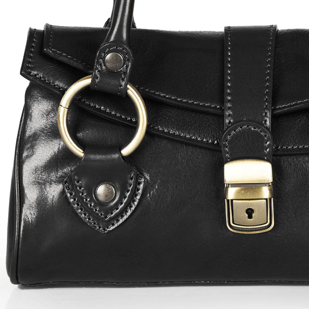 Borsa a mano in pelle nera