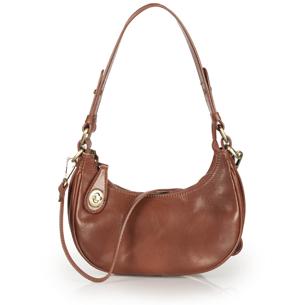 Borsa a tracolla in pelle marrone