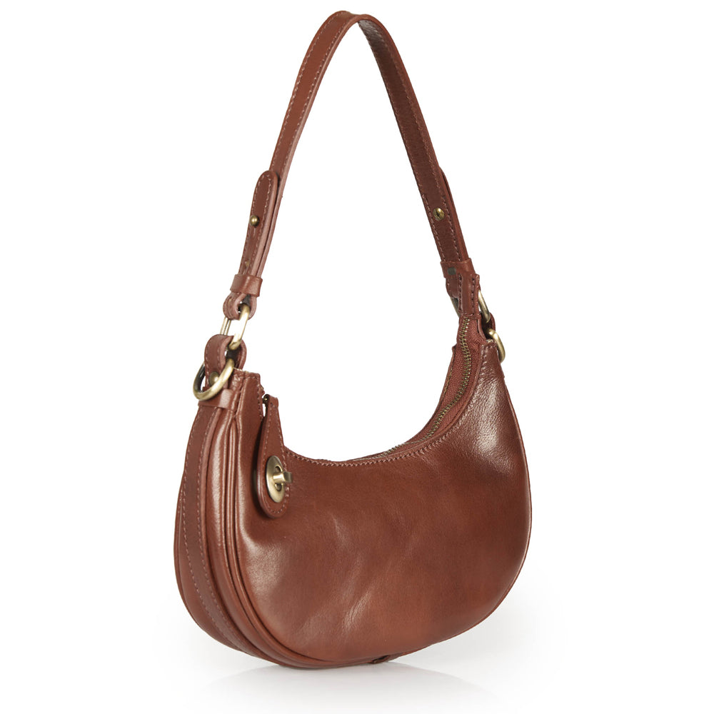 Borsa a tracolla in pelle marrone