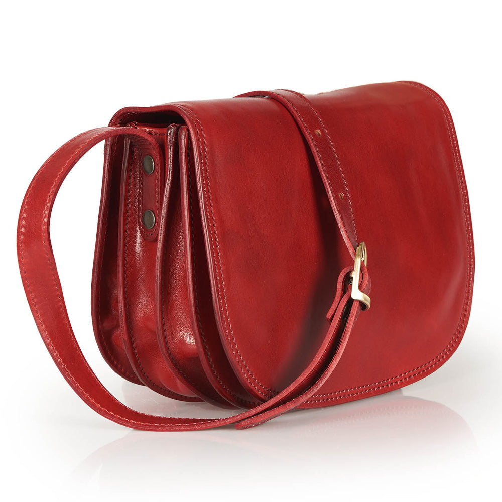 Borsa a tracolla in pelle rossa