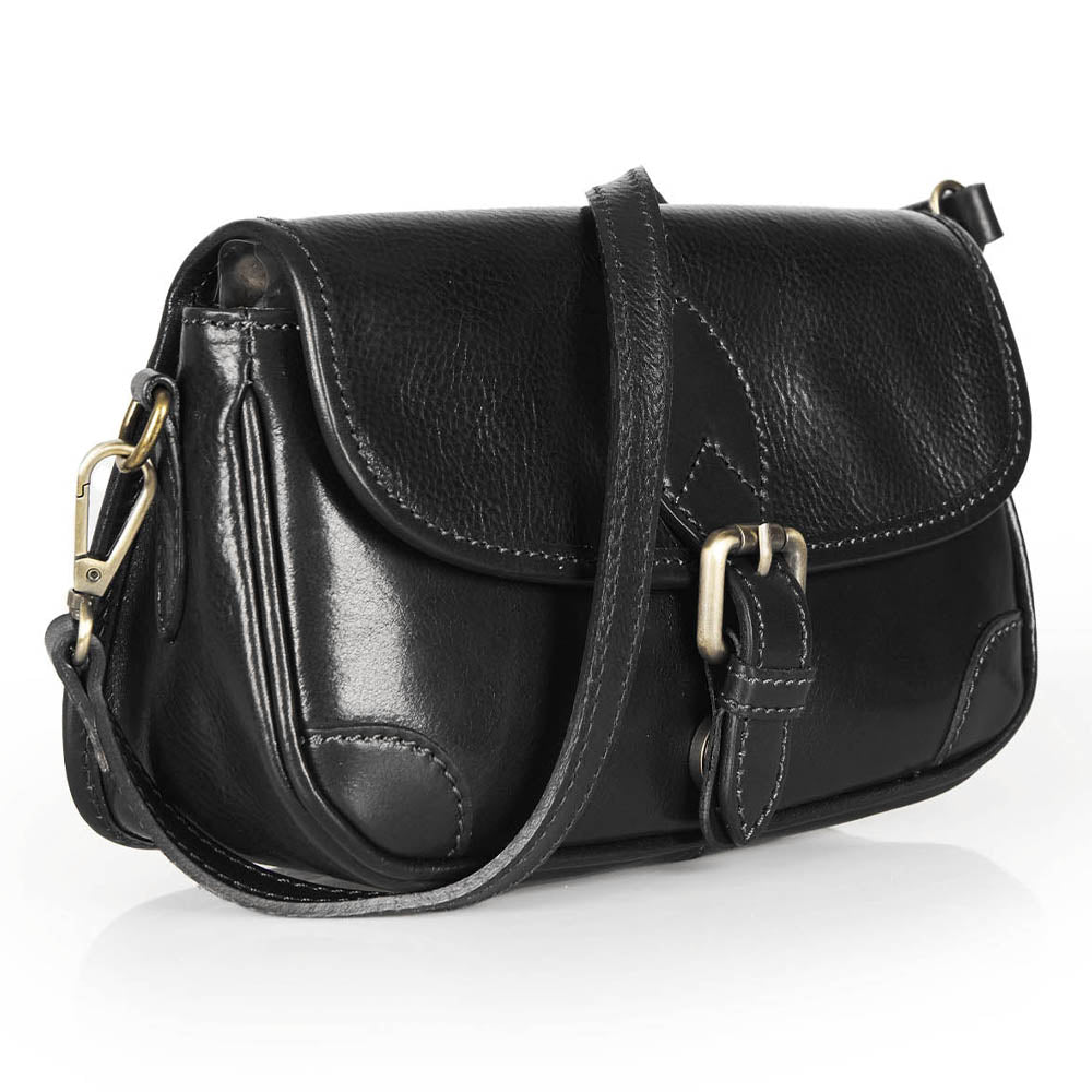 Borsa a tracolla in pelle nera