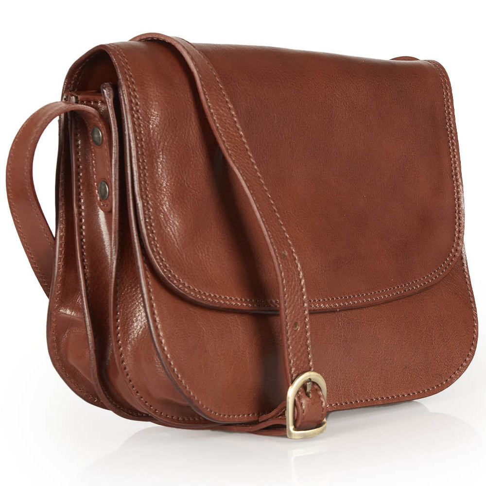 Borsa a tracolla in pelle marrone
