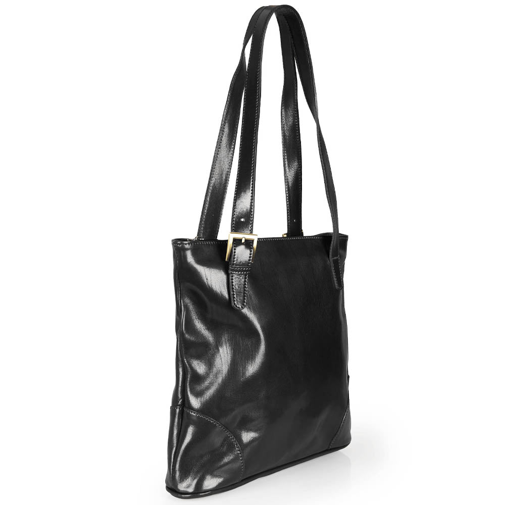 Borsa shopper in pelle nera
