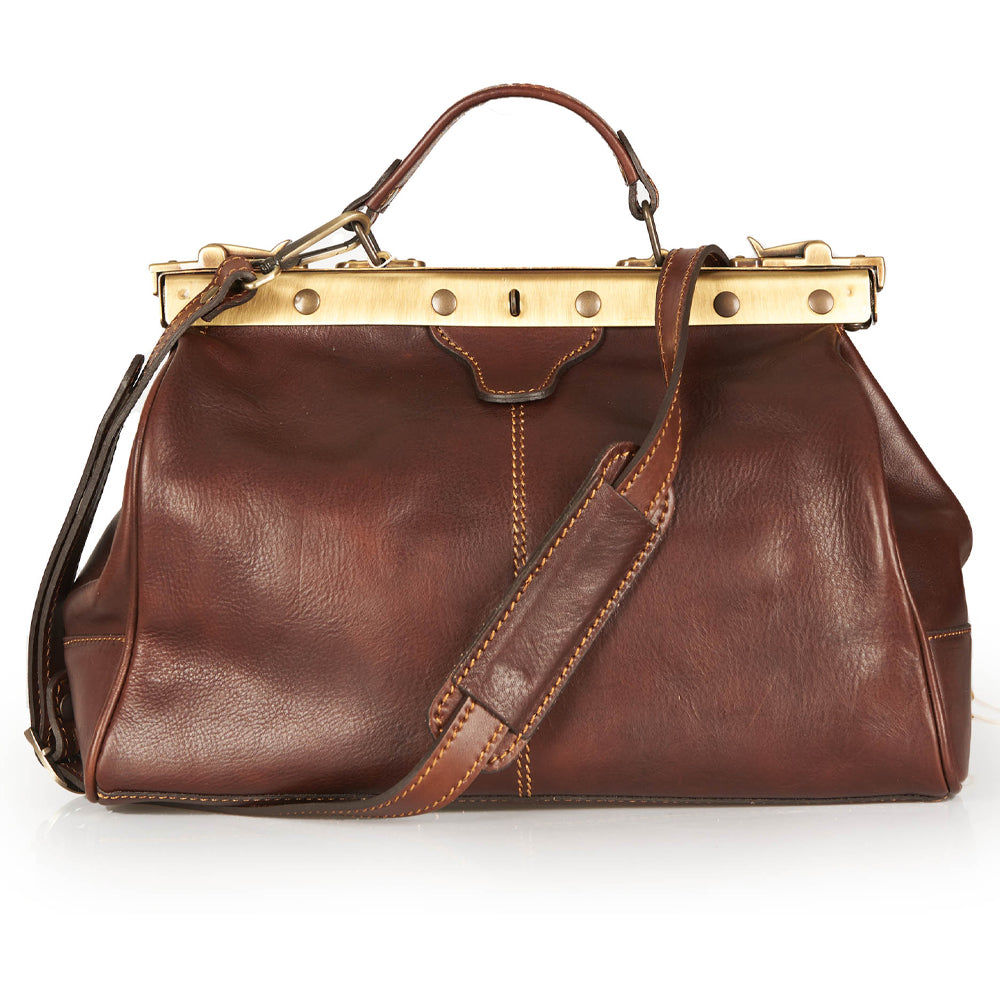 Borsa Vecchia America in pelle marrone