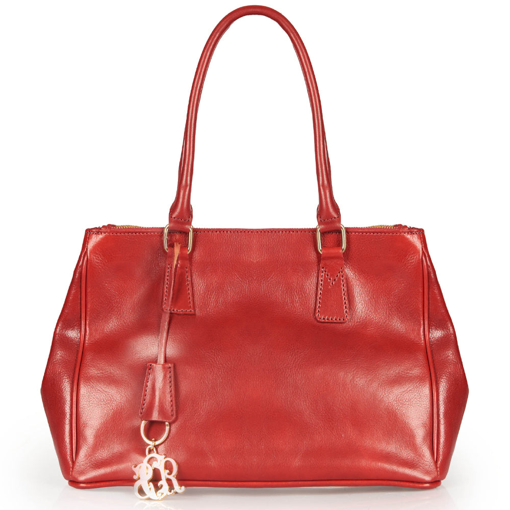 Borsa a mano in pelle rossa