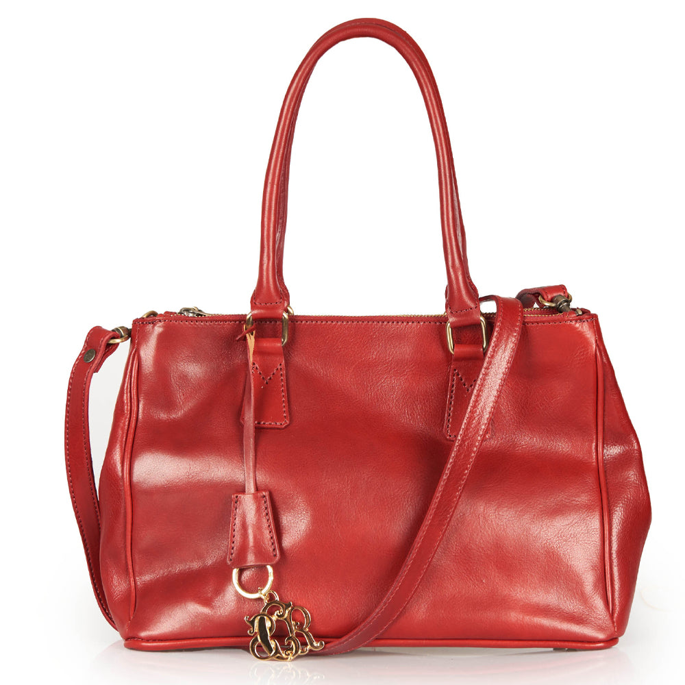 Borsa a mano in pelle rossa
