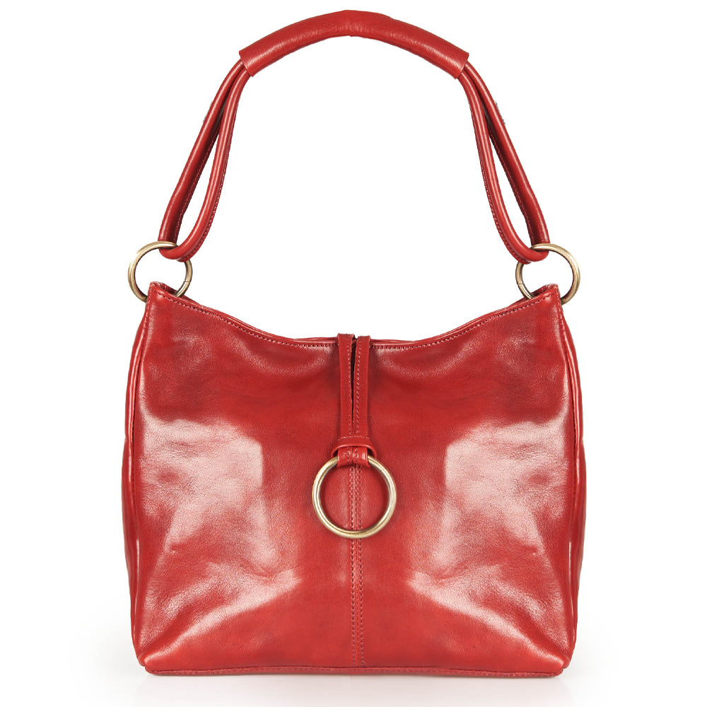 Borsa a mano in pelle rossa
