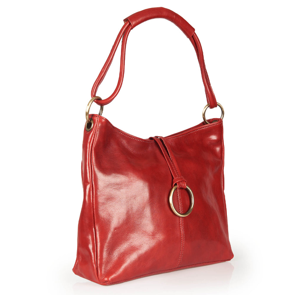 Borsa a mano in pelle rossa