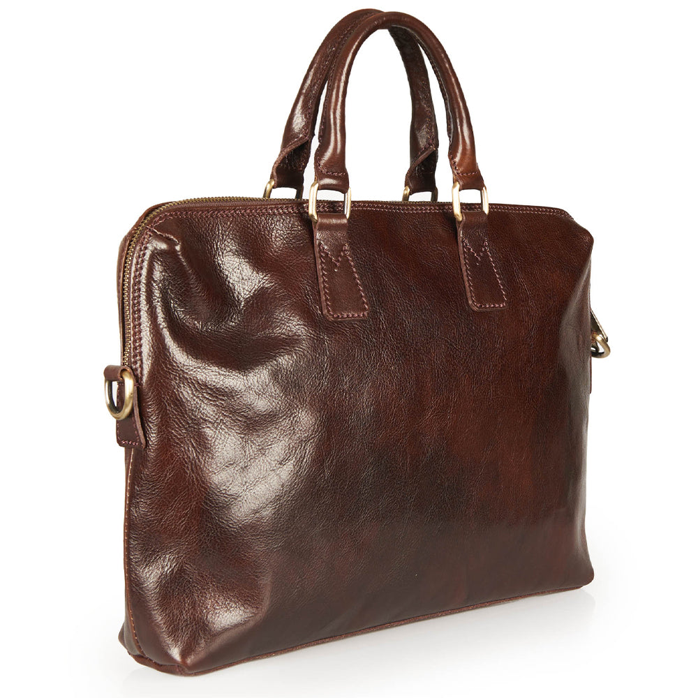 Cartella in pelle marrone