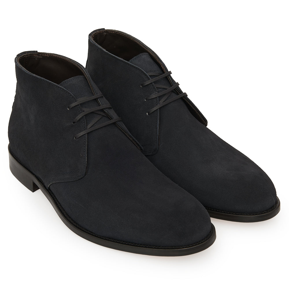 Polacchino Chukka Boot in Camoscio Morbido Blu scuro