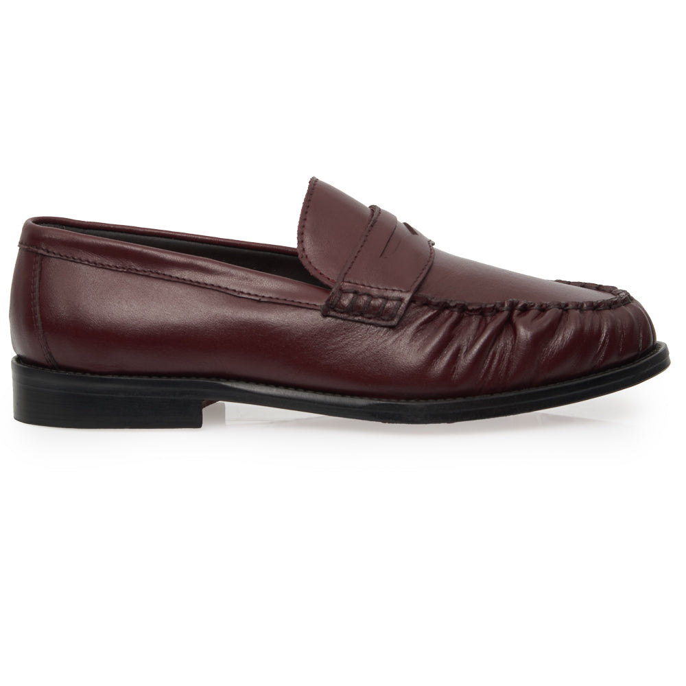 Mocassino Penny Loafer Morbido in Pelle Bordeaux