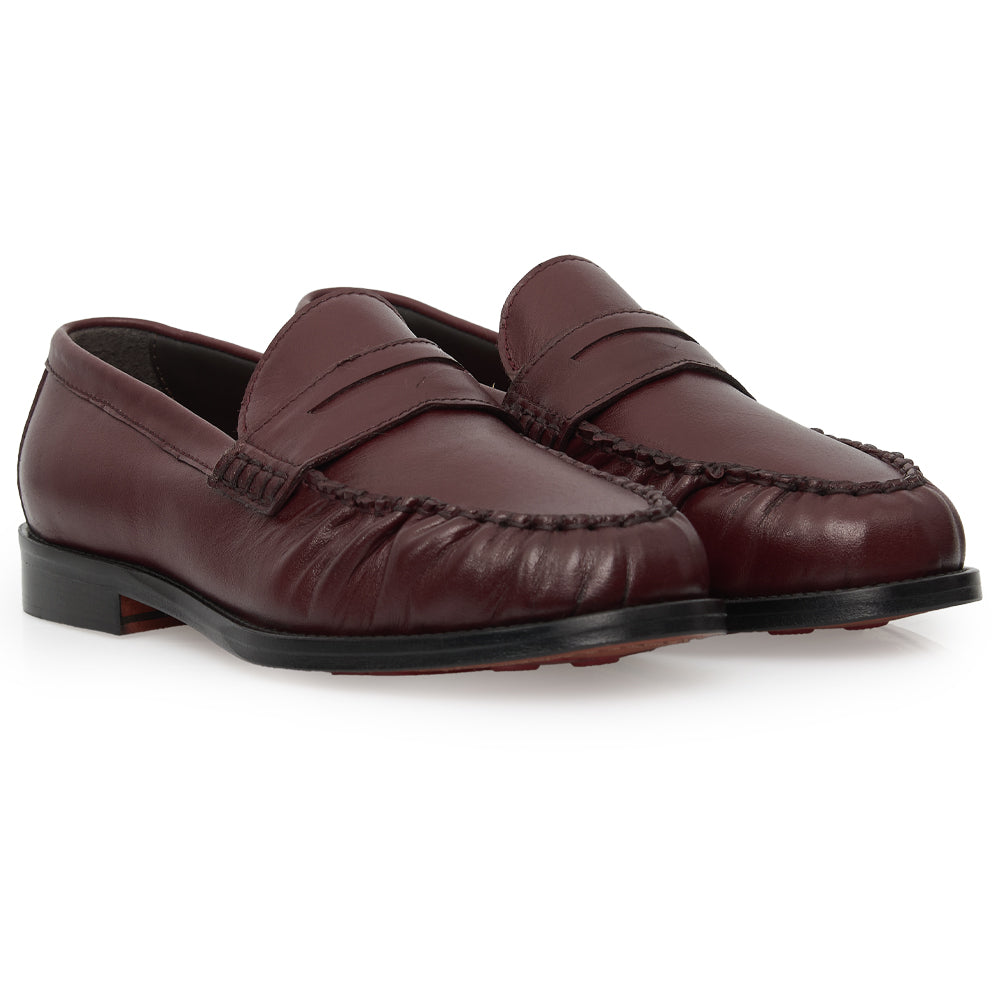 Mocassino Penny Loafer Morbido in Pelle Bordeaux
