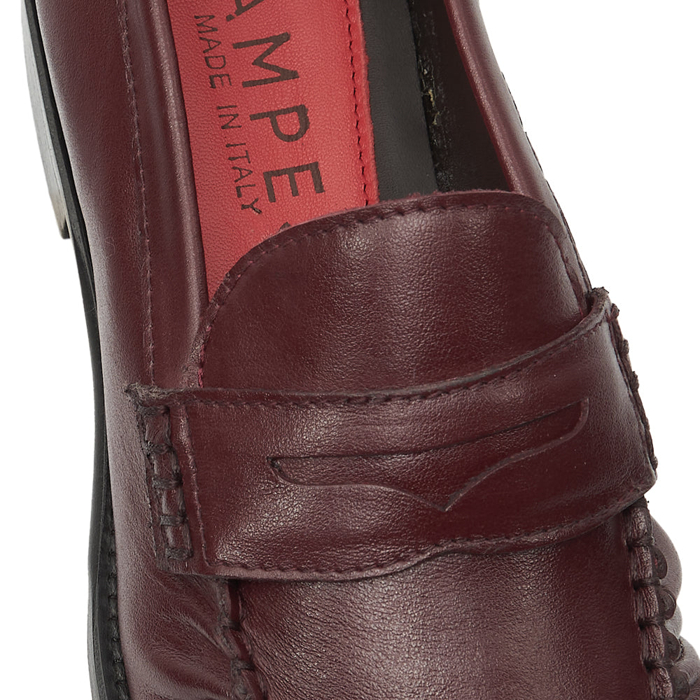 Mocassino Penny Loafer Morbido in Pelle Bordeaux