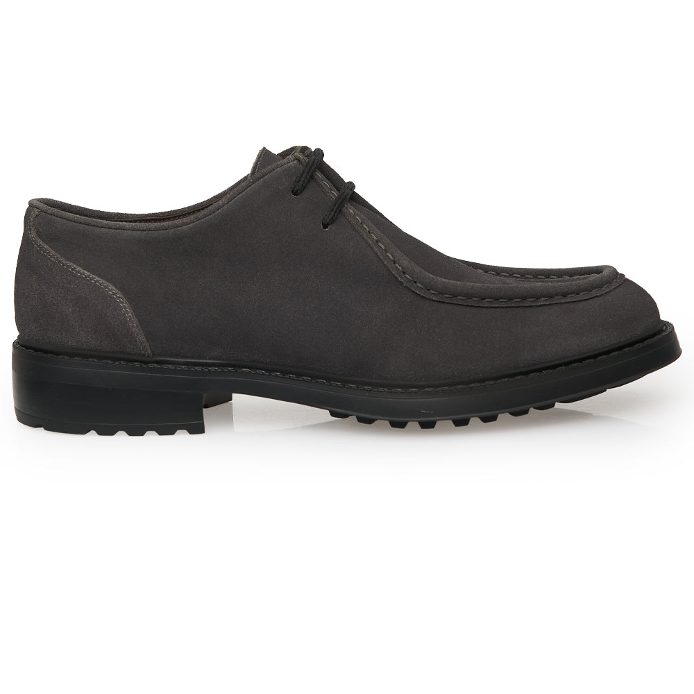 Scarpa Stringata Tirolese in Camoscio Grigio con Suola Roccia