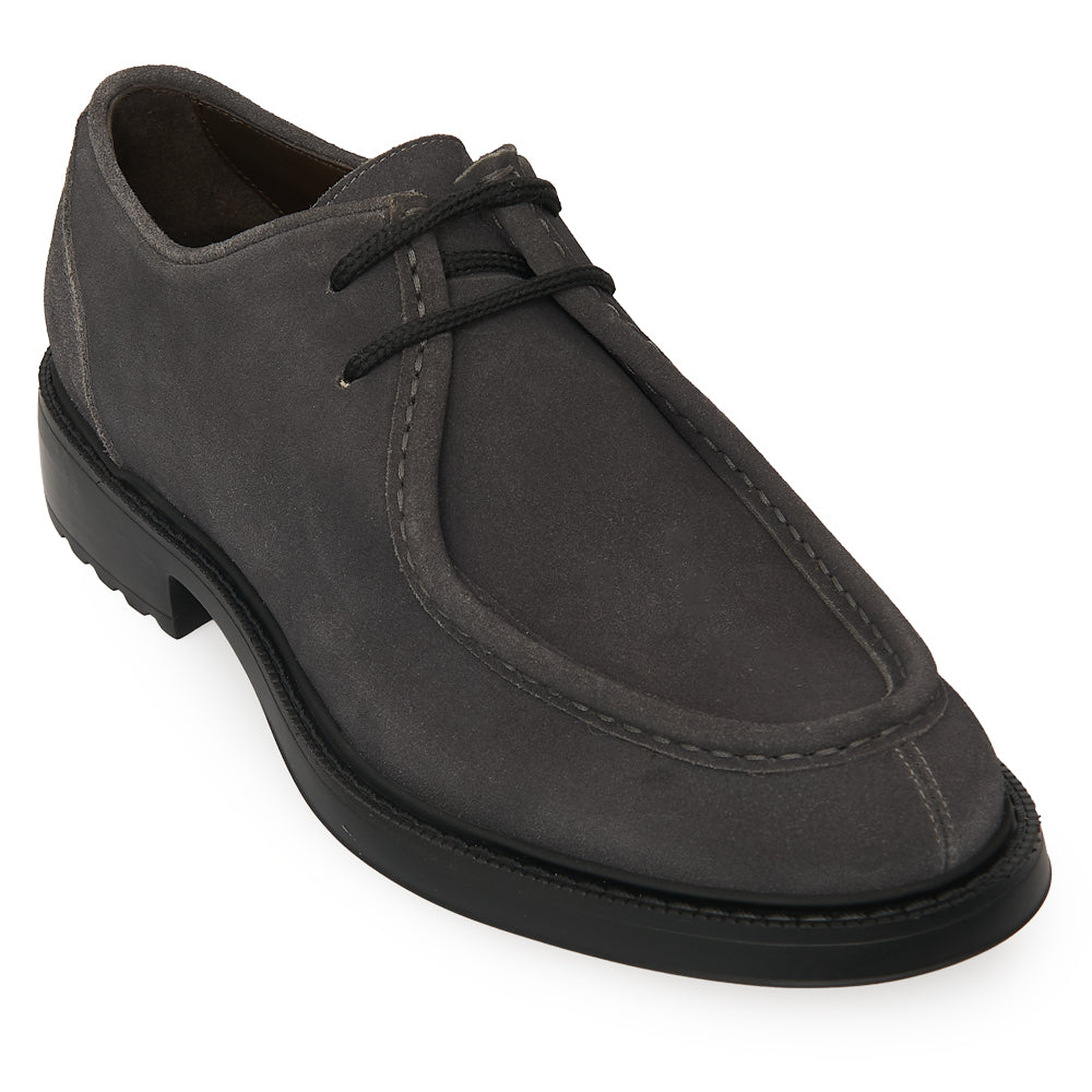 Scarpa Stringata Tirolese in Camoscio Grigio con Suola Roccia