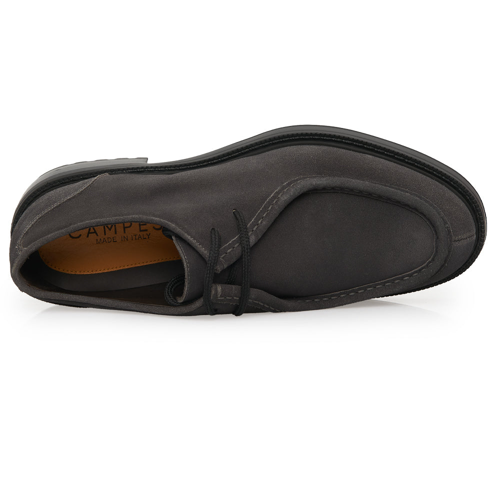 Scarpa Stringata Tirolese in Camoscio Grigio con Suola Roccia