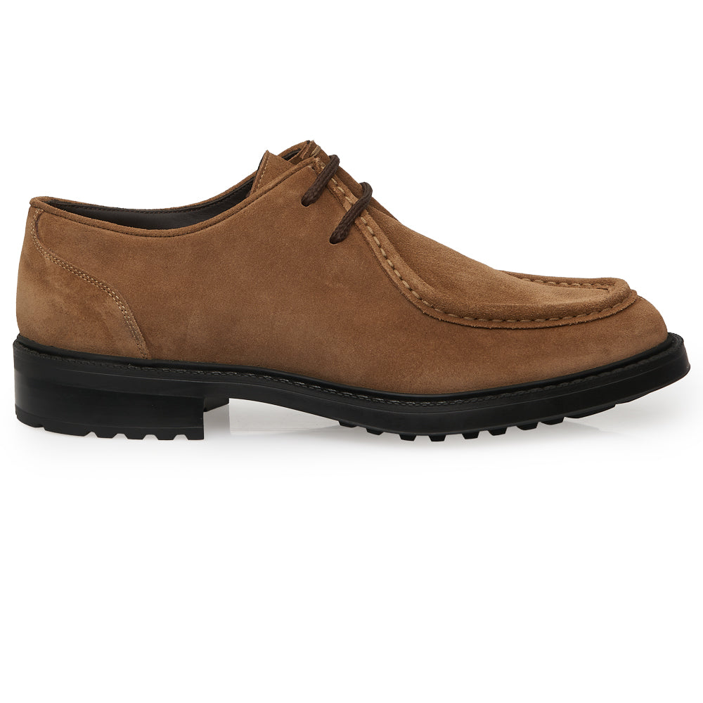 Scarpa Stringata Tirolese in Camoscio Taupe con Suola Roccia