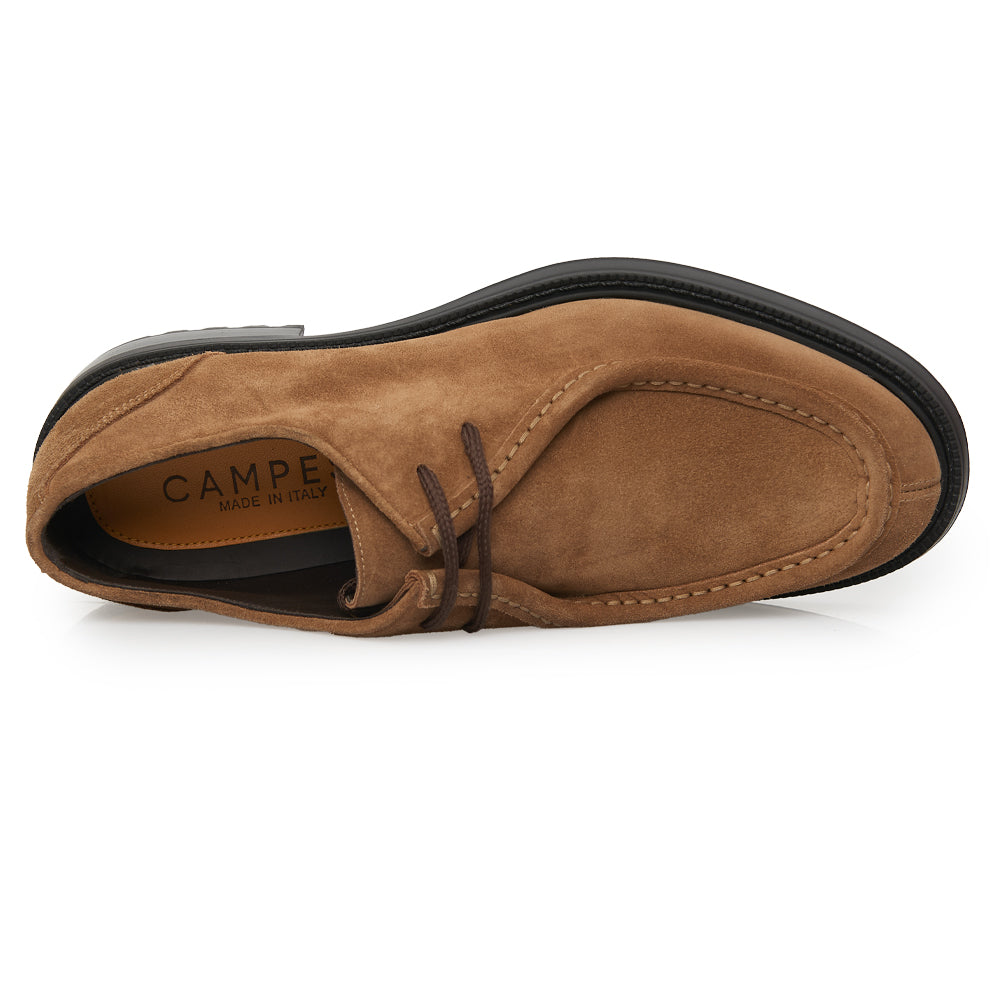 Scarpa Stringata Tirolese in Camoscio Taupe con Suola Roccia
