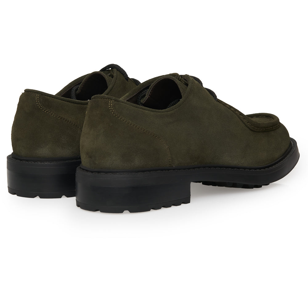 Scarpa Stringata Tirolese in Camoscio Verde con Suola Roccia