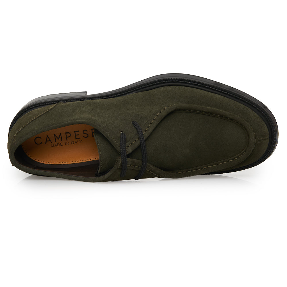 Scarpa Stringata Tirolese in Camoscio Verde con Suola Roccia