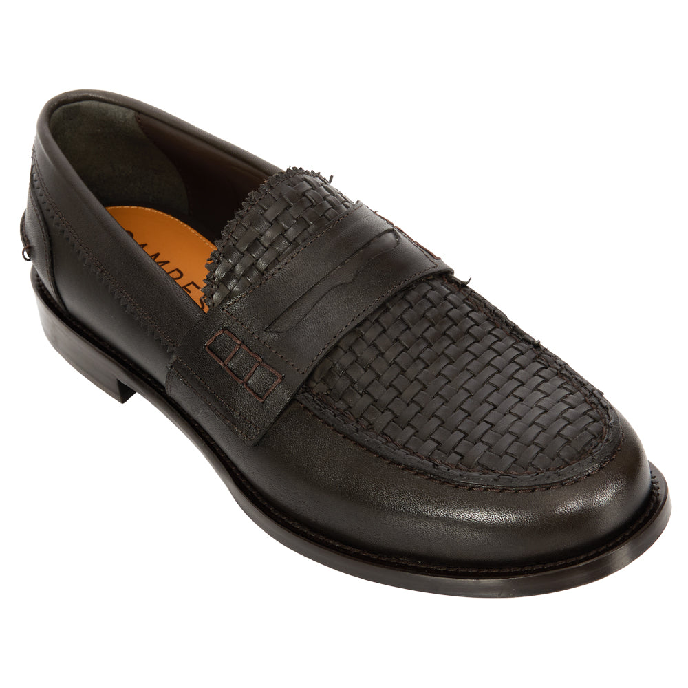 Mocassino Luxury in Pelle Intrecciata Testa di Moro