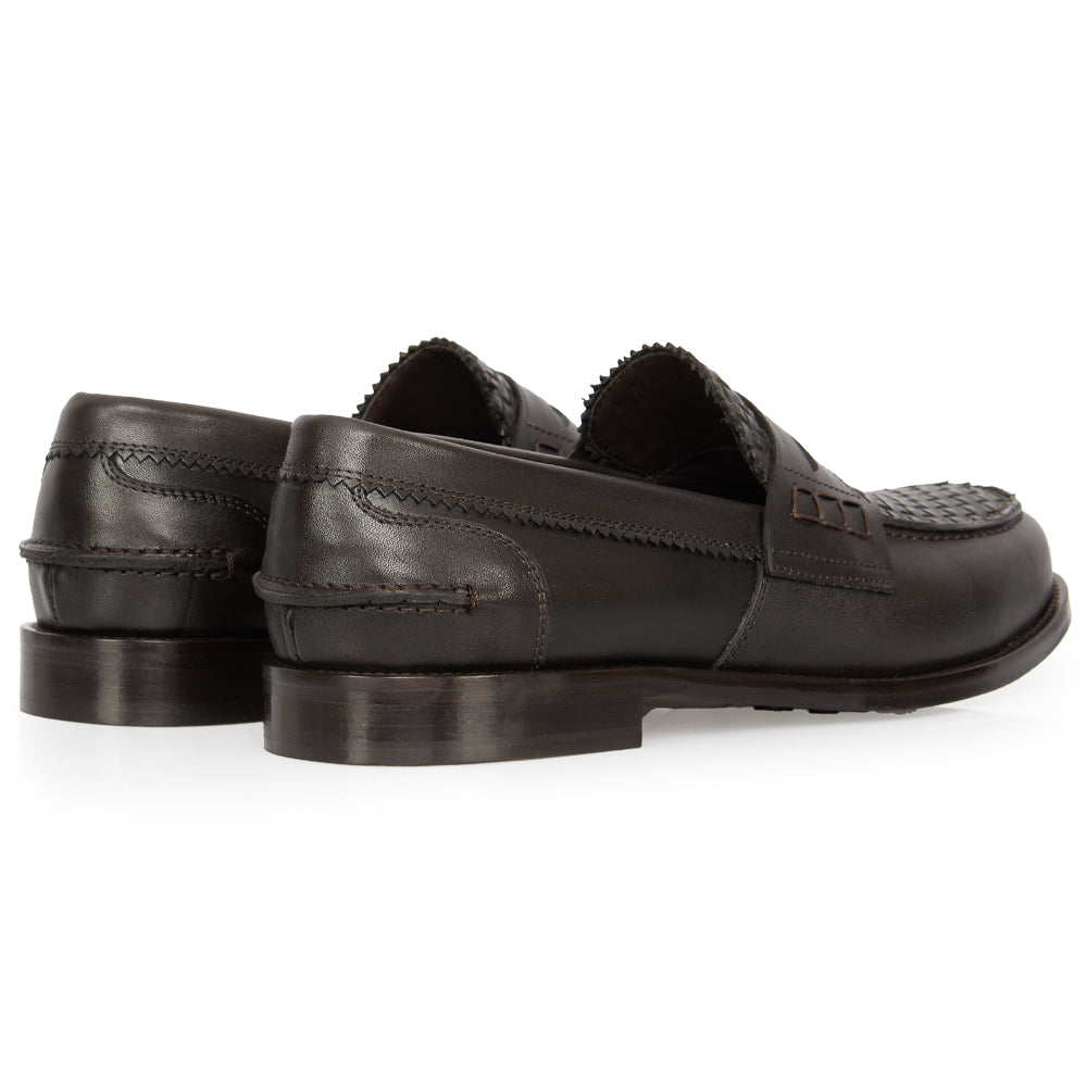 Mocassino Luxury in Pelle Intrecciata Testa di Moro