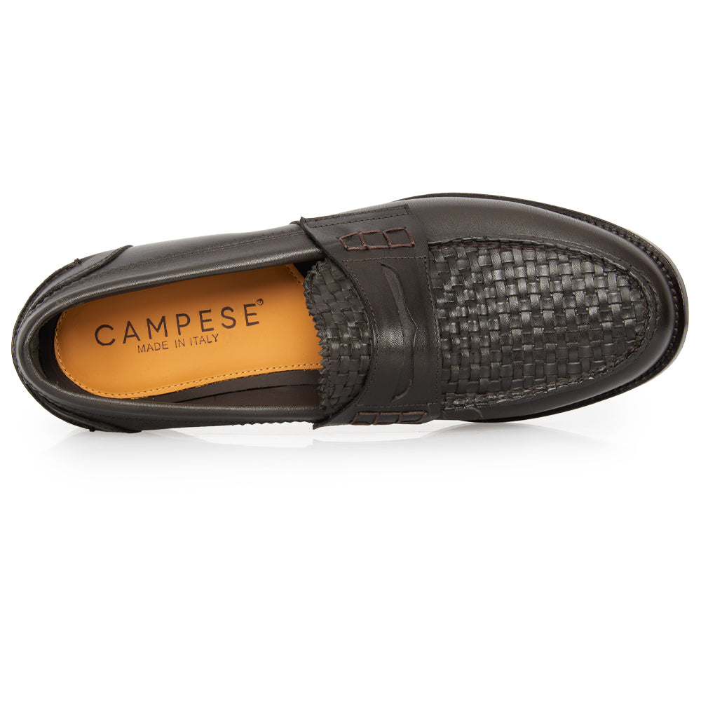 Mocassino Luxury in Pelle Intrecciata Testa di Moro