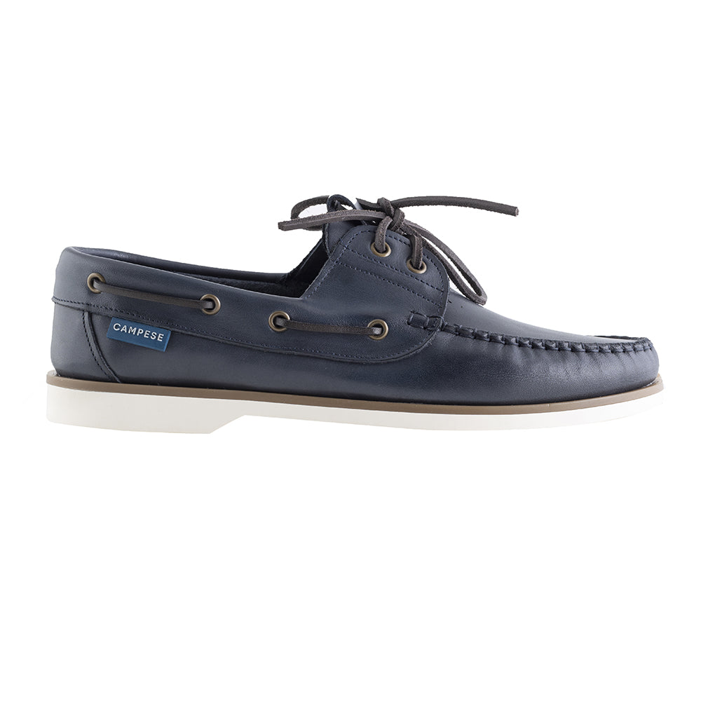 Blue leather loafers