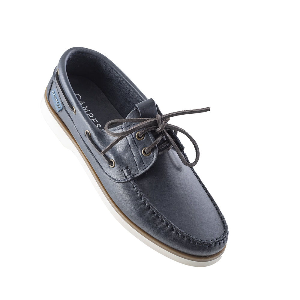 Blue leather loafers