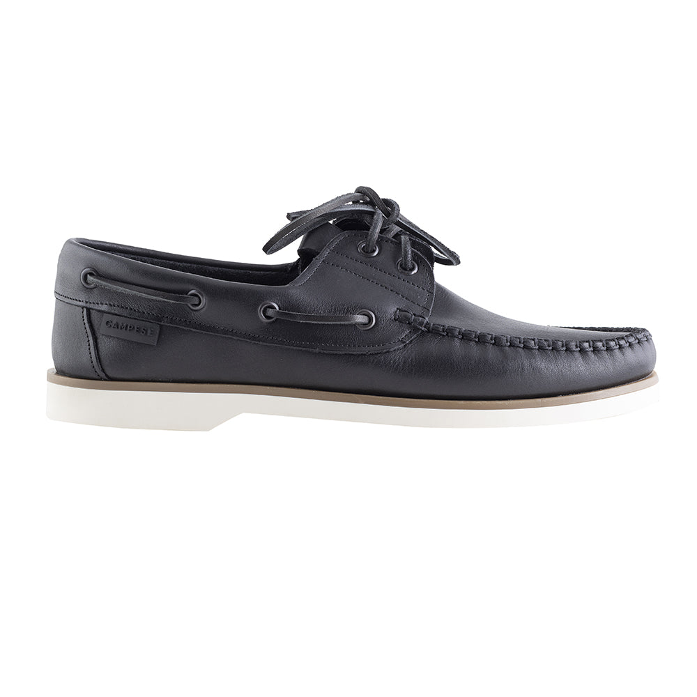 Black Leather Boat Loafers